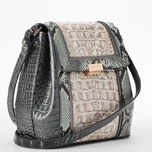 ✅ Brahmin MARGO CHARCOAL NOTTINGHAM Leather Satchel ✨NWT, COA, DUST BAG